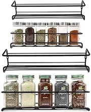 4 Pack Spice Rack Wall Mount, 2 Size Hanging Wall Metal Spice Holder, Wall Mount Spice Organizer, Self-adhesive Spice Rack, Screw or Adhesive Hanging Spice Rack for Wall