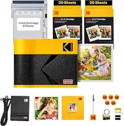[KODAK] Mini 3 ERA 4PASS Mobile Photo Printer (7.6 x 7.6 cm) Photo Printer + Gift Package + 8 Sheets Included + 60-Sheet Cartridge, Yellow