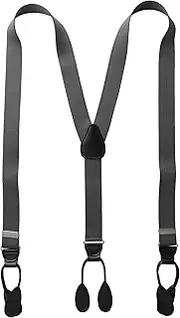[Status] Men's Suspenders 11/4 Inch Poly Elastic 46 Inch Leather Button Ends