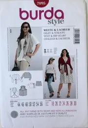 Burda 7095 Misses Vest Hip Scarf Chaleco Gilet Sewing Pattern Sz 18-30