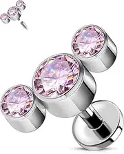 OUFER Body Piercing Internally Labret Lip Piercing Lip Bar Titanium Tragus Helix Earring Stud Piercing Jewellery 16G Labret Helix Piercings Jewellery 5/6/8/10/12 mm Flat Back Earrings