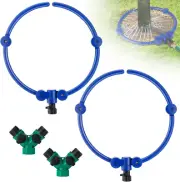 2Pcs 360° Tree Water Sprinkler, Adjustable Tree Watering Ring with Y Hose Splitt