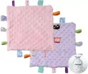 CREVENT Tag Security Blankets for Babies, Soft Small Loveys for Girls, Baby Comf