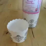 Cupcake Case Baking Cup Cream w Grey Damask Design Cupcakes Muffins Pk24 Wedding