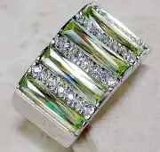 4CT Peridot & White Topaz 925 Sterling Silver Ring Jewelry Sz 6 UB3-2
