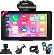 Wireless Carplay Screen for Car, 7" HD IPS Touch Screen Stereo for Apple Carplay & Android Auto,Bluetooth,Voice Control,GPS Navigation,Mirror Link | Plug-and-Play Installation,Car Paly for All Vehicle