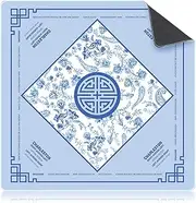 Seenelling Mahjong Mat with Rules 32 x 32 Inch Non-Slip Noise Reduction Gaming Mat Multi Purpose Game Table Cover for Mahjong Card Board Tile Games