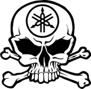 Yamaha Motorcycle Racing Skull Crossbones Car Truck Windows Decor Decal Sticker - Die Cut Vinyl Decal for Windows, Cars, Trucks, Tool Boxes, laptops, MacBook - virtually Any Hard, Smooth Surface