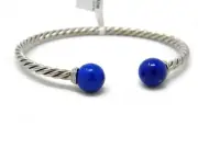 David Yurman 9mm Solari Bead Cuff Bracelet Lapis/Diamonds/Silver NWT