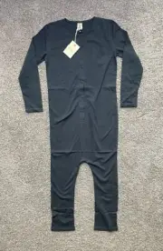 Gray Label Organic Kids Clothing One Piece Play Suit Long Sleeve Blue Grey 7/8y