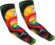 [FHEDVBN] Colored Parrot Arm Sleeves Compression Arm Covers for Men Women Outdoor Sun Sleeves Cooling Sports Sleeve, Black
