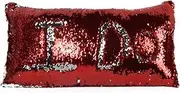 Luxshiny Glitter Sequins Throw Pillow Cover Red Silver Stylish Cushion Case for Sofa Bed Decor for Home Parties Christmas Celebrations Lightweight Design