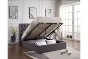 Bologna Premium Fabric Queen Bed Frame Grey Gaslift