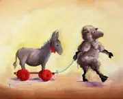 Art Print Canvas HAULIN A$$ Sheep Donkey Toy Nursery Decor Farm Animal 16 x 20
