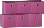 SORTI 33x37x33 CM 6X Pack Dark Pink Violet Foldable Folding Storage Cube Storage Box Bookcase Fabric Cube Toy Organiser Organizer