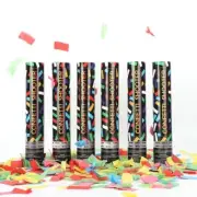 No Mess Streamer Confetti Cannon Party Poppers | 6 Pack | Multicolor Streamers
