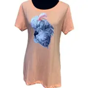 New Hand Printed Womens Large White Cockatoo Parrot Ukraine Fundraiser Bird Tee