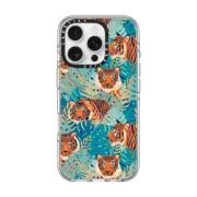 iPhone 16 Pro Clear Case MagSafe Compatible Jungle Tiger - Blue Suede