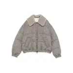 [Brunello Cucinelli] Brunello Cucinelli Herringbone-pattern Shearling-collar Jacket 38 IT GREY