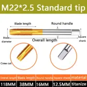 1PCS M22*2.5 Standard tip Titanium plated tap stainless steelwit hcobalt helix