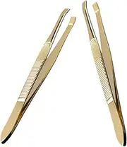 WOONEKY 2pcs Stainless Steel Brow Tweezers with Plating for Precision Eyebrow Grooming Travel Friendly Makeup Tool for Women and Durable and Versatile Eyelash Extension Accessories