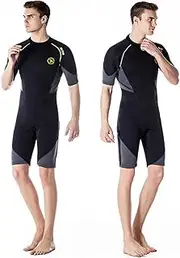 Men's Shorty Wetsuits 3mm Premium Neoprene Back Zip Dive Wet Suit for Spearfishing,Snorkeling,Surfing,Canoeing,Scuba Diving Skins