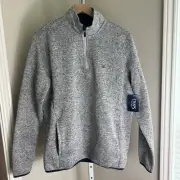 Chaps Light Grey Heather Quarter Zip 100% Polyester Coastal Pullover Jacket NWT