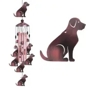 Dog Wind Chimes Outdoor/Indoor Decor -with Hook 6 Bells 7 Dogs Windchime, Mem...