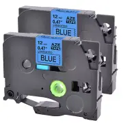 2 PK Label Tape Cassette TZ-531 TZe-531 1/2" Black on Blue for Brother P-Touch