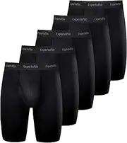 [Expertoftio] Men's Underwear 9 Inch Long Leg Boxer Briefs for Men, Performance, Moisture Wicking Pack, Anting Chafing, Fly