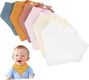 KOMBIUDA Bibs 6-12 Months 6 Pcs Bibs Quick-dry for Infants Pink White Set Snaps