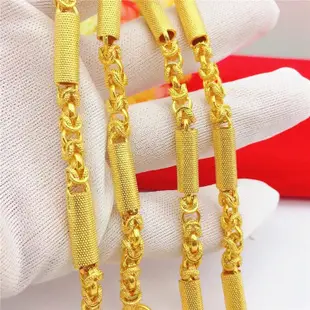 越南沙金項鏈男士 黃銅鍍24k金男士新款空管沙金項鍊 仿黃金飾品砂金項鏈飾品