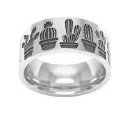 Solid 925 Sterling Silver Cactus and Flower Ring Handmade Unique Design Jewelry
