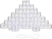 10g Round Clear Plastic Jars Empty Plastic Cosmetic Containers with Screw Caps for Make Up, Eye Shadow, Nails, Powder, Paint, Jewelry (40Pieces)