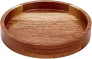 MAYJOYDIY 15cm Round Wood Serving Tray Acacia Wood Decorative Serving Platter Small Charcuterie Board Solid Wood Trays for Cookie Dessert Party Food Wood Kitchen Platter Tray Cheese Board
