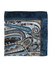 [Dom Bagnato] Aqua Paisley Silk Pochette in Blue