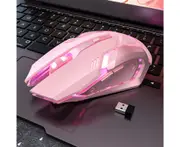 jgl K3 Wireless Mouse Rechargeable Single Mode USB Mute Cute Bluetooth-compatible Gaming Mouse for Girls-Pink - Pink