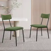 ALFORDSON 2x Dining Chairs Accent Kitchen Lounge Curved Backrest Corduroy Green