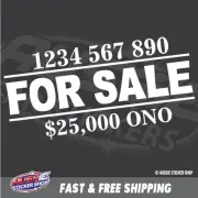 FOR SALE CUSTOM TEL NUM & PRICE STICKER Decal Car Vinyl Personalized Text #63...