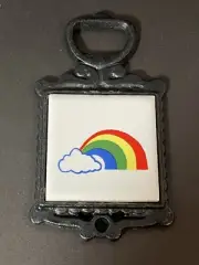Vintage Retro ACME Mini Cast Iron Ceramic Tile Trivet Rainbow Pride Coaster