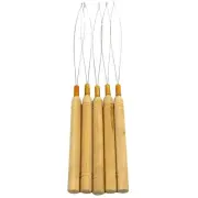5 Pcs Hair Receiver Wood Handle Hook Extensions Tools Wooden Loop Needle