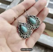 Turquoise Earrings, Teardrop Turquoise Silver Earrings Dangle, Gift Idea