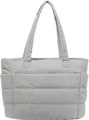 [POPUTALLY] Puffer Tote Bag for Women,Quilted Puffy Tote Bag with Compartments Lightweight Shoulder Bag Handbag for Work Travel