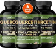 Quercetin with Vitamin C and Zinc - Nettle Quercetin - Quercetin 500mg - Quercetin with Bromelain - Zinc Quercetin + Vitamin D3 - 360 Veggie Caps - (Non-GMO, Gluten-Free, Vegan) 6 Month Supply