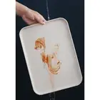 (Beige M Approx. 31x22.5cm)Kitchen Serving Tray Wheat Straw Rectangular Nordi