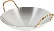 HOLIDYOYO Cookware Wok 24cm Metal Small Double Handle Outdoor Alcohol Pot Stir-Fry Pan
