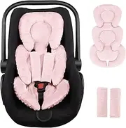 Infant Car Seat Insert Head and Body Support, GFU Reversible Newborn Insert for Carseat with Strap Pads, Soft Stroller Cushion Pillow Insert for Boys and Girls, Fits for Stroller, Swing, Pink