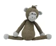 Beige-Green Funny Monkey Crochet Doll Handmade Amigurumi Plush Toy VAC
