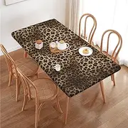 Animal Tiger Leopard Skin Rectangular Tablecloth Table Cover for 4 Foot Tables, Waterproof Fitted Elastic Edged Table Cloth for Indoor Outdoor Party Wedding Picnic Patio, 4 Ft/48x30 inch
