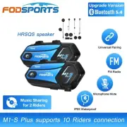 2X Fodsports M1-S Plus Motorcycle Bluetooth Headset 10Rider Group Helmet System